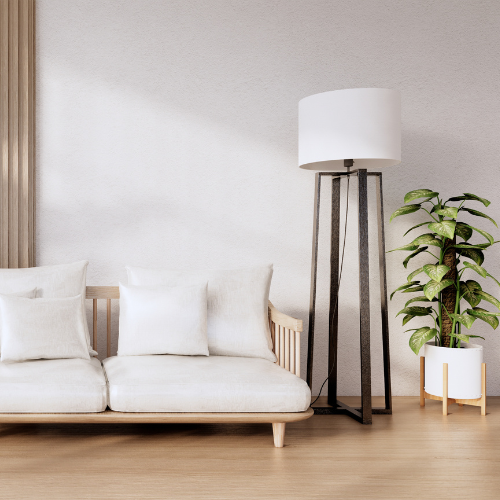 Sfeerfoto Laminaat lamp plant en bank