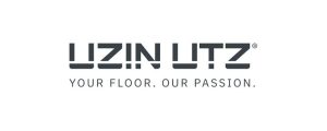 Logo van Uzin Utz met de slogan "Your floor, our passion".