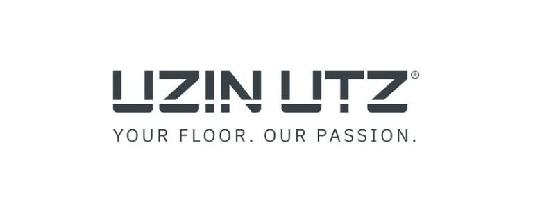 Logo van Uzin Utz met de slogan "Your floor, our passion".